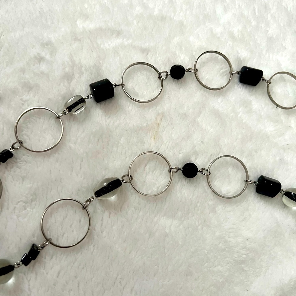 Long Black & Silver Necklace